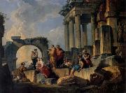 Panini, Giovanni Paolo Ruins with Scene of the Apostle Paul Preaching china oil painting reproduction